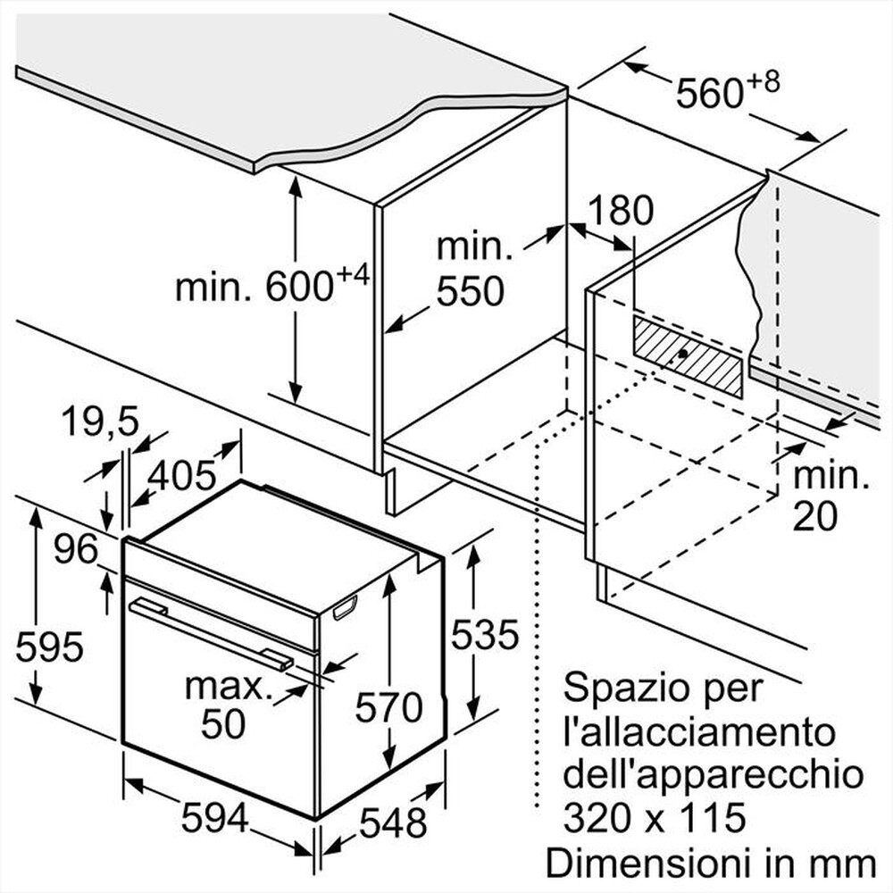 "BOSCH - Forno incasso elettrico HRA5380S1 Classe A-Inox"