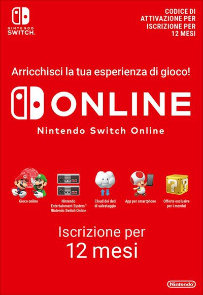 NINTENDO - ABBONAMENTO NINTENDO SWITCH ONLINE INDIV. 12 MESI