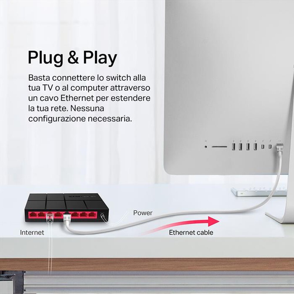 Immagine del prodotto MERCUSYS - 8-PORT 10/100/1,000 MBPS DESKTOP SWITCH-nero