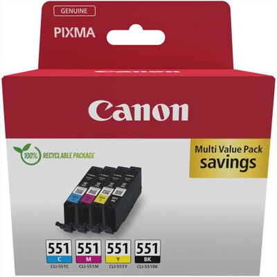 CANON - Kit cartucce CLI-551 C/M/Y/BK&nbsp; MULTI SEC-Colore