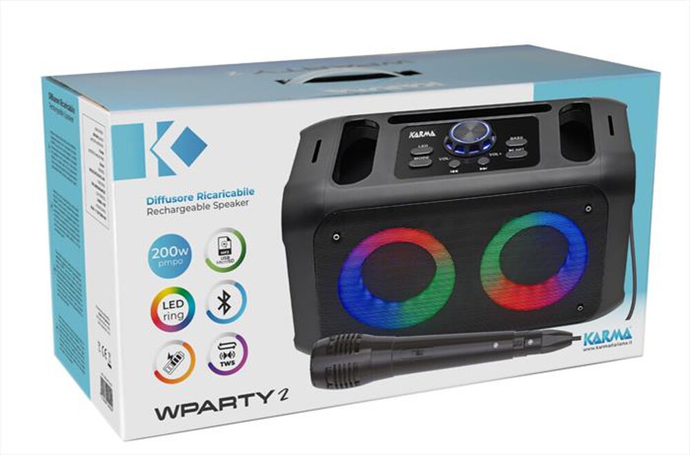 Immagine del prodotto KARMA - Party Box ricaricabile con microfono WPARTY2-Nero