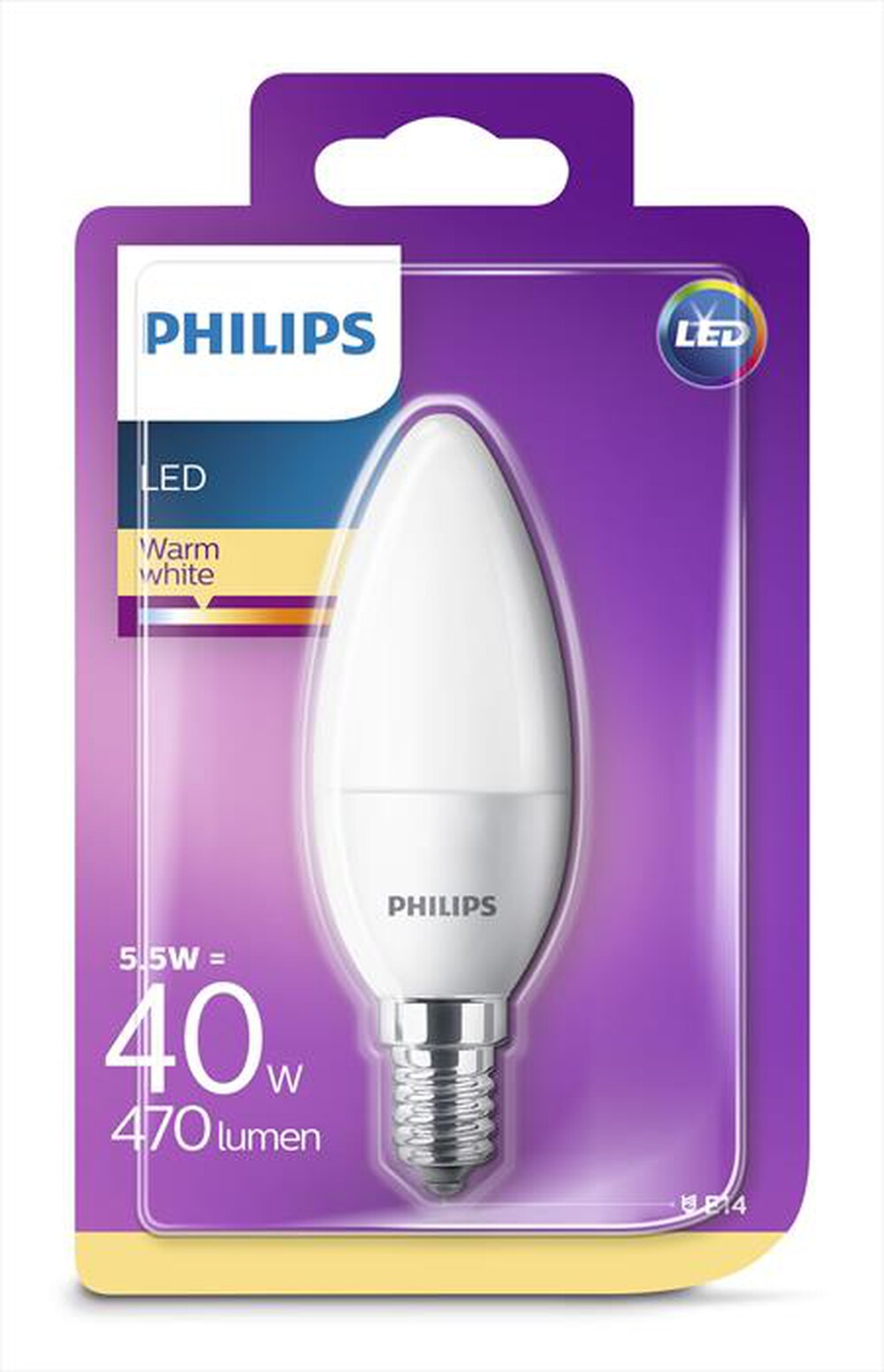 "PHILIPS - LEDOL40SM 5,5W E14 - Luce bianca calda"