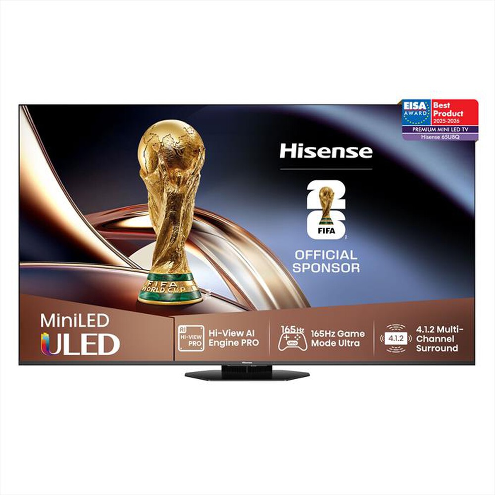 HISENSE - Smart Tv Mini LED PRO 65" 4K Ultra HD 65U8Q 165Hz-Metallo - Grigio Carbone