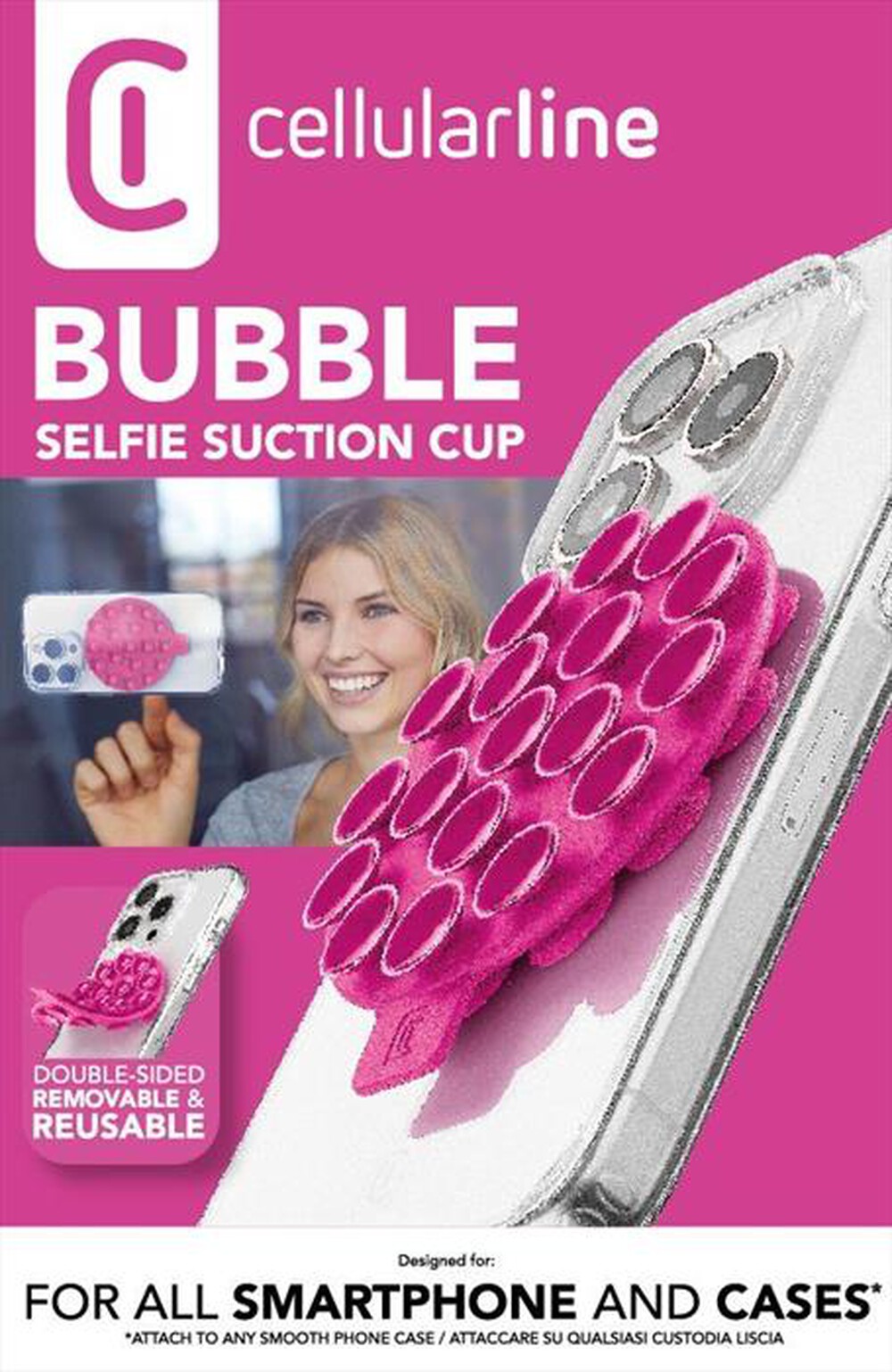 Immagine del prodotto CELLULARLINE - Supporto a doppia ventosa SELFIESUCTIONCUP-Rosa