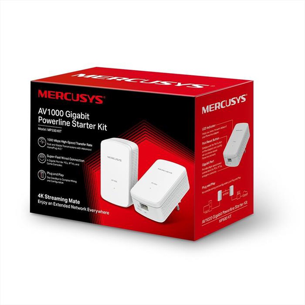 Immagine del prodotto MERCUSYS - AV1000 GIGABIT POWERLINE STARTER KIT-bianco