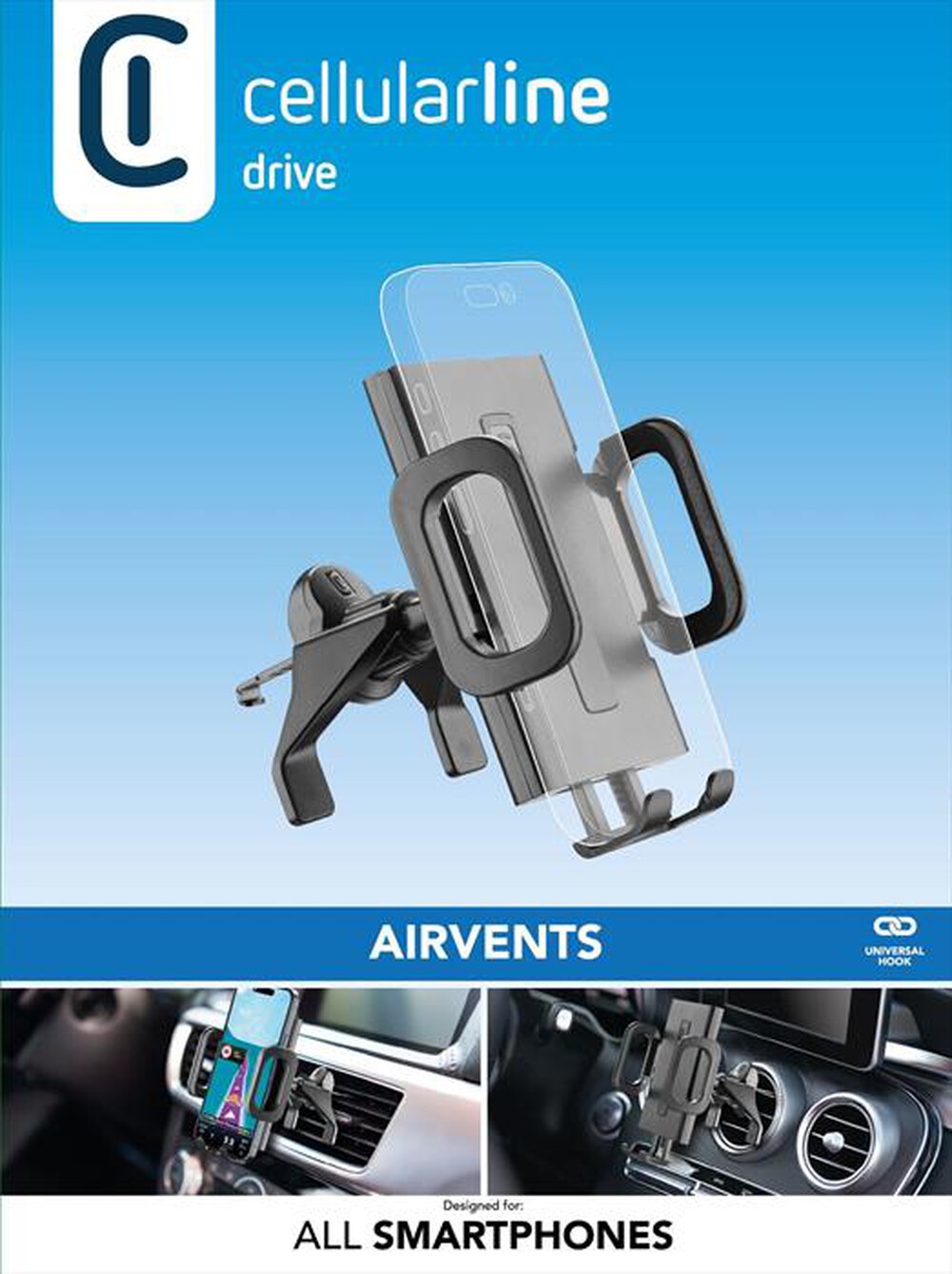 Immagine del prodotto CELLULARLINE - Supporto da auto per bocchette HUGHOLDERVENTK-Nero