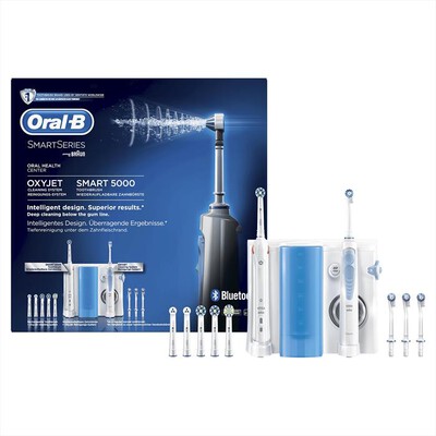 ORAL-B - Spazzolino elettrico SMART 5000 e idropulsore OXYJ-Bianco