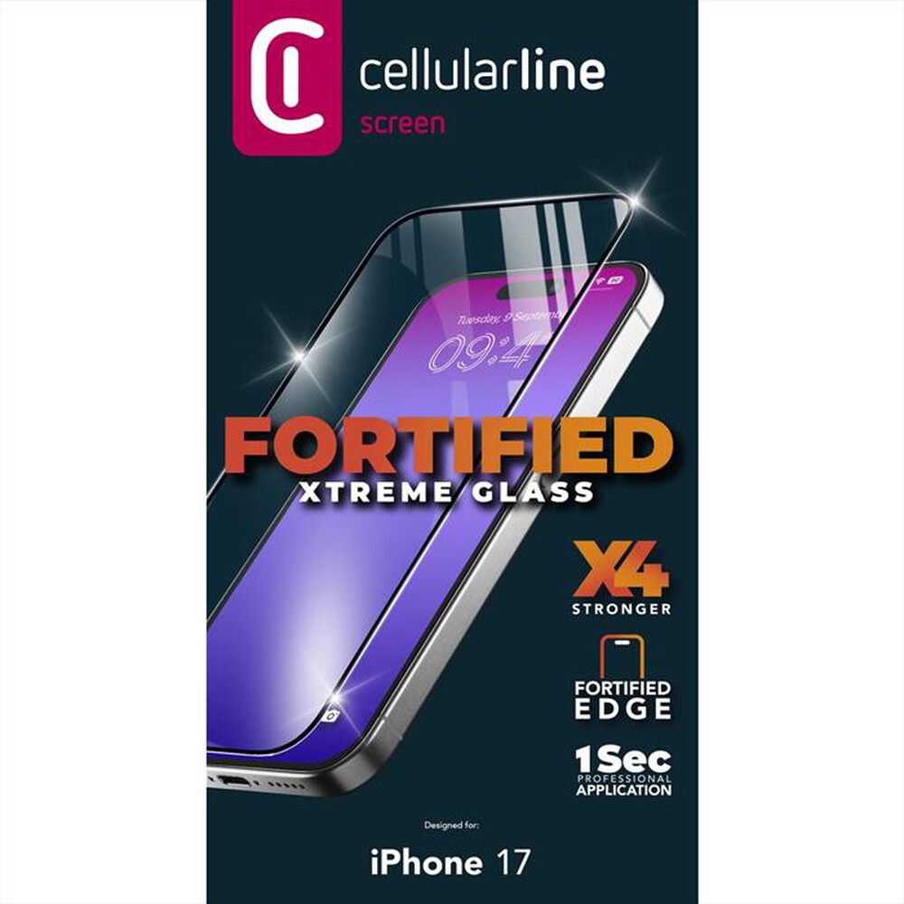 Immagine del prodotto CELLULARLINE - FORTIFIED XTREME GLASS per iPhone 17-Trasparente