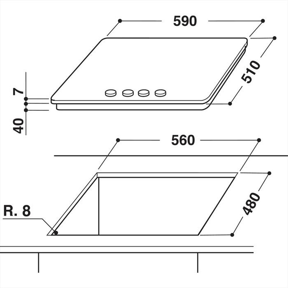 Immagine del prodotto WHIRLPOOL - Piano cottura a gas IXELIUM GMR 6422/IXL 59cm-Stainless steel