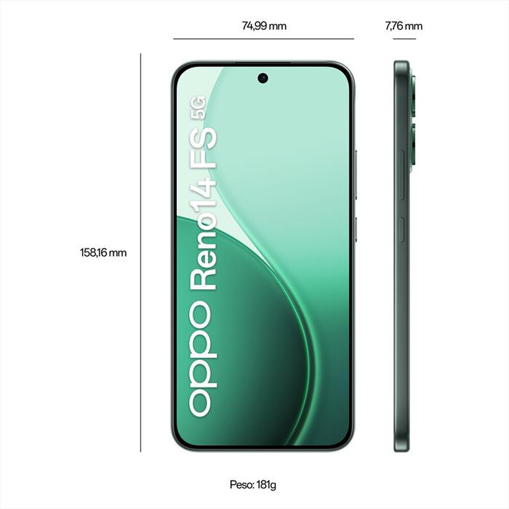 Immagine del prodotto OPPO - Smartphone RENO14 FS 5G 12+512GB-Luminous Green