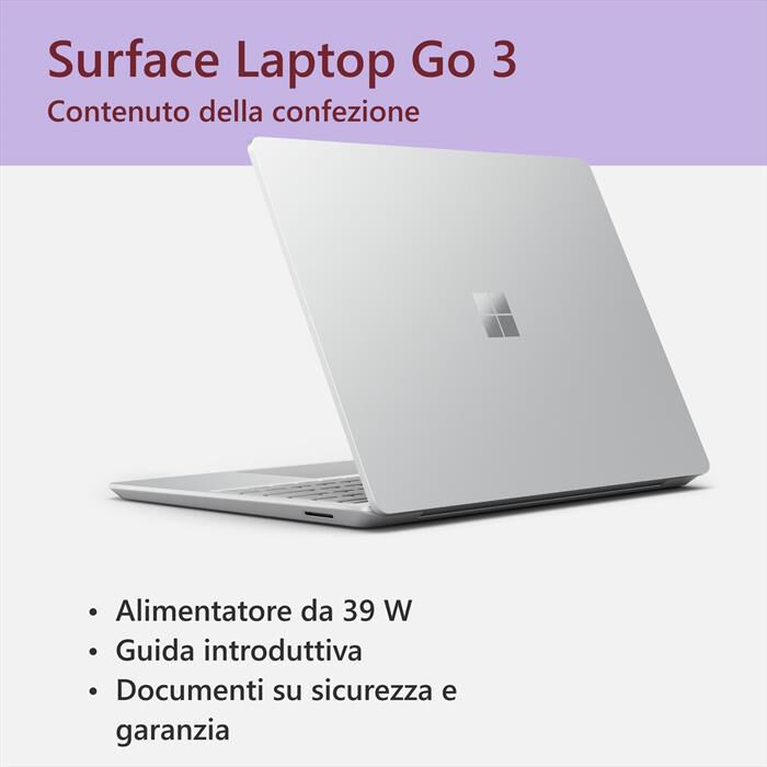 MICROSOFT - Notebook SURFACE LAPTOP GO 3-Platinum | Euronics