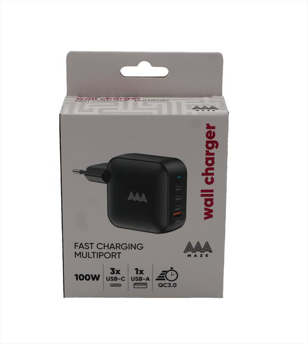 Immagine del prodotto AAAMAZE - ALIMENTATORE DA PARETE MULTIPORTA 100W-Nero