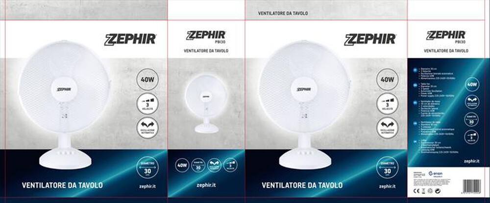 "ZEPHIR - Ventilatore da tavolo PBI30-Bianco"