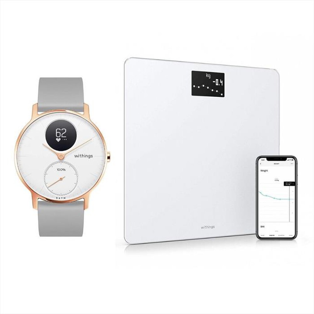 "WITHINGS - Smart Watch SCANWATCH 42MM RG + BODY BIANCA-Bianco / rose gold"