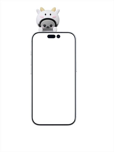 CELLULARLINE - Mini figura adesiva in PVC a forma di mucca-Grigio, Bianco