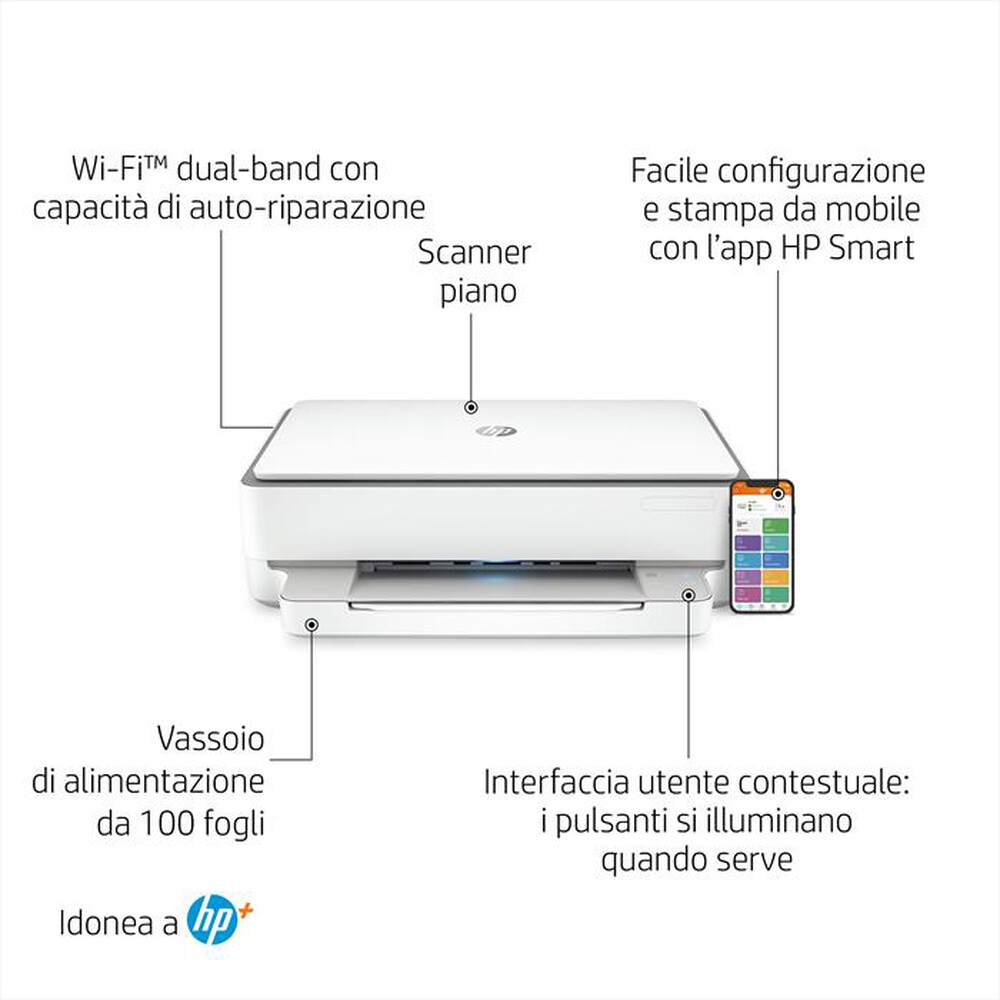 "HP - Multifunzione ENVY 6032E 6 MESI INCHIOSTRO CON HP+-Cement"