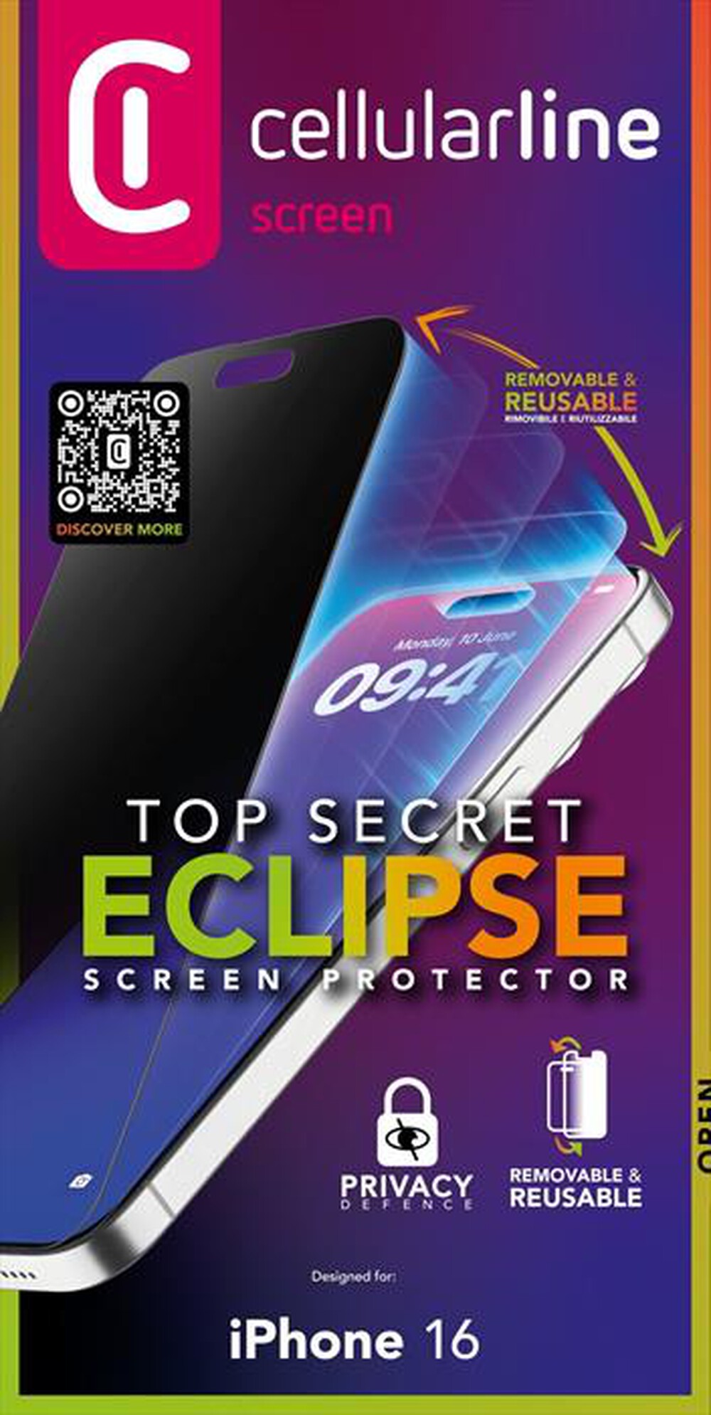 "CELLULARLINE - TOP SECRET ECLIPSE - IPHONE 16-Transparent"