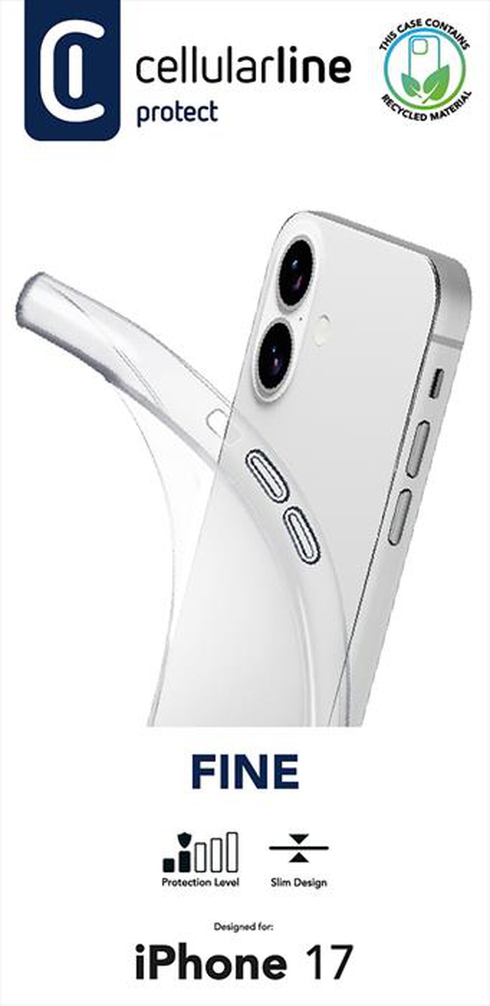Immagine del prodotto CELLULARLINE - Cover in gomma morbida FINE per IPHONE 17-Trasparente