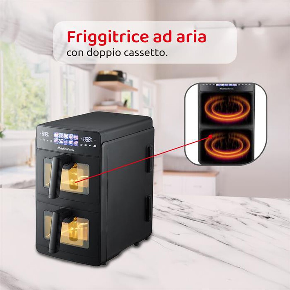 Immagine del prodotto MELCHIONI FAMILY - Friggitrice ad Aria 10L 2600W GIULIA-Nero / Pastica