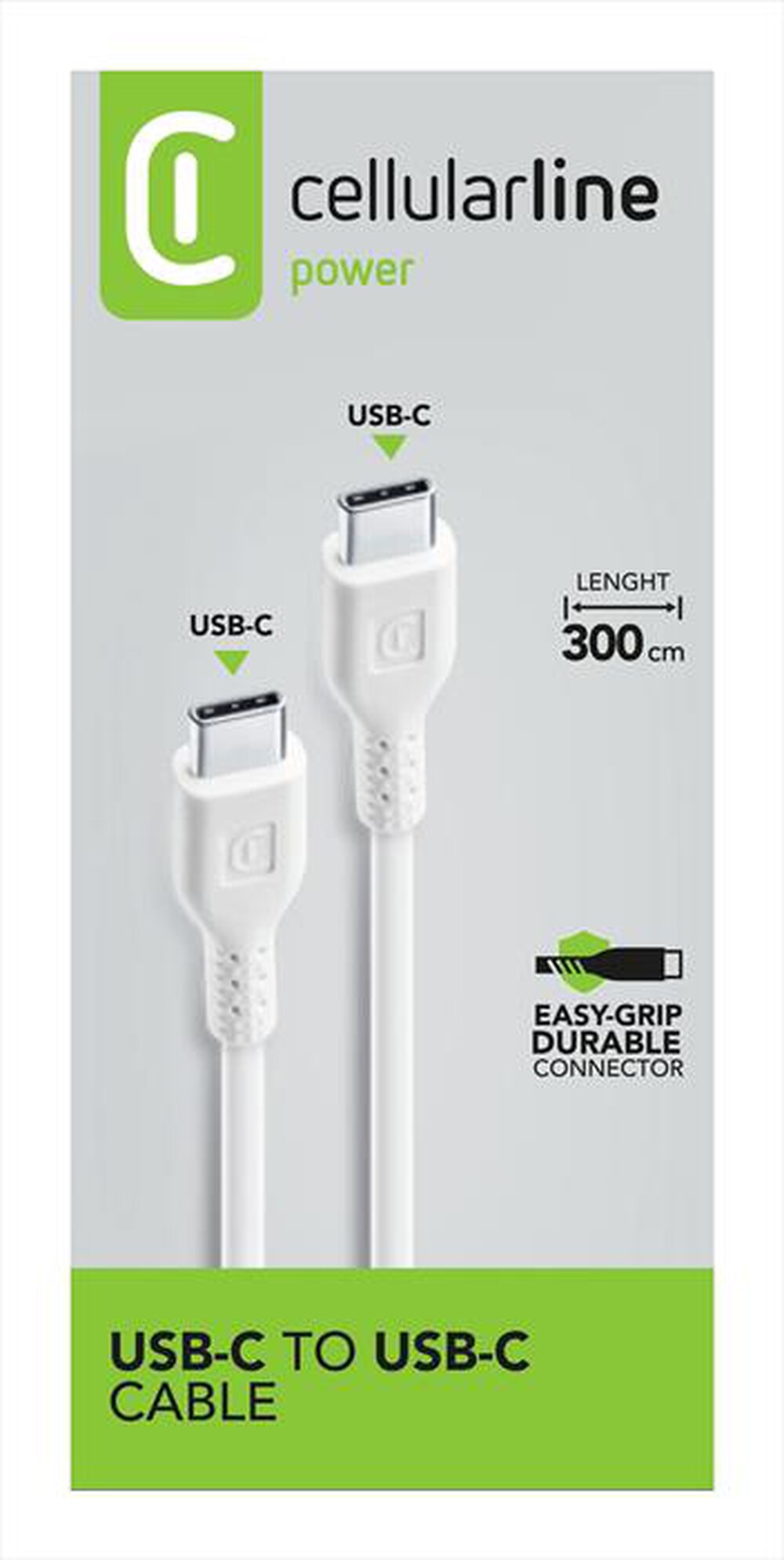 Immagine del prodotto CELLULARLINE - USBDATACUSBC2C3MW Cavo Dati-USB-C TO USB-C-3 MT-Bianco