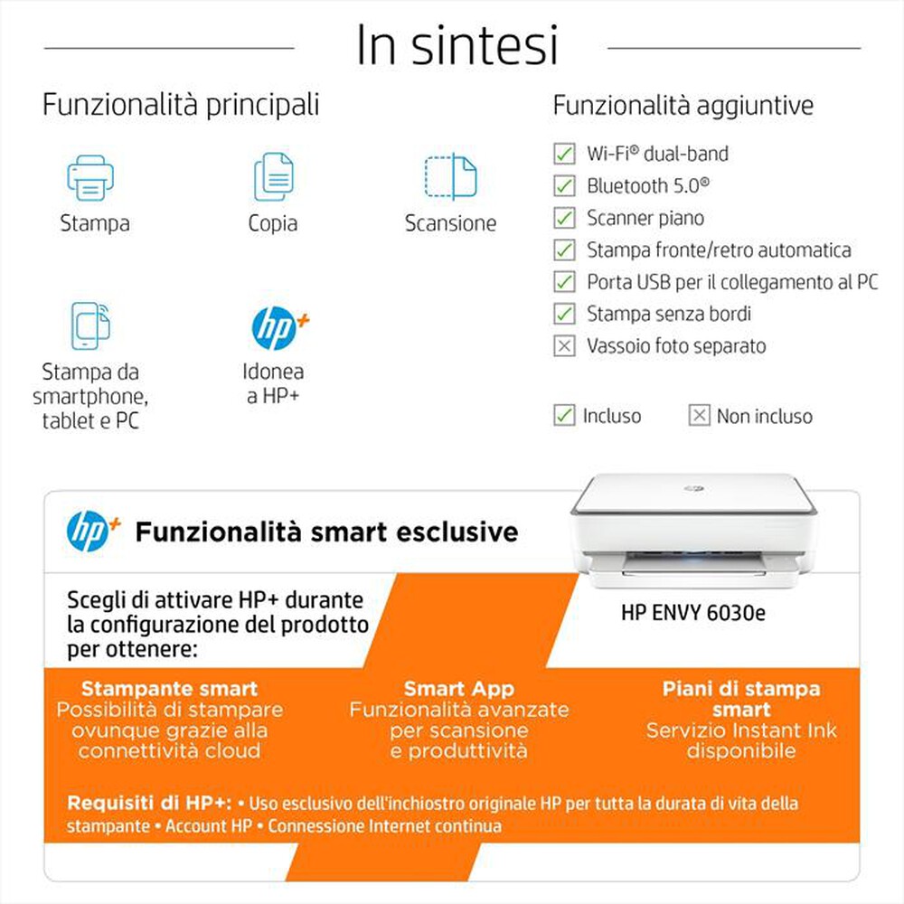 "HP - ENVY 6030E 3 MESI DI INCHIOSTRO CON HP+-Cement"