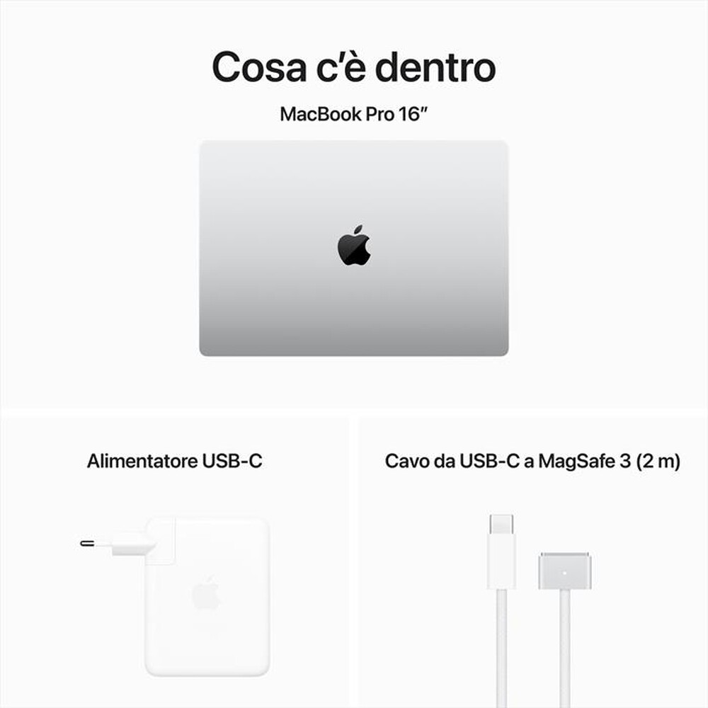 "APPLE - MACBOOK PRO 16'' M3 MAX CORE 14 CPU 30 GPU 1TB-Argento"