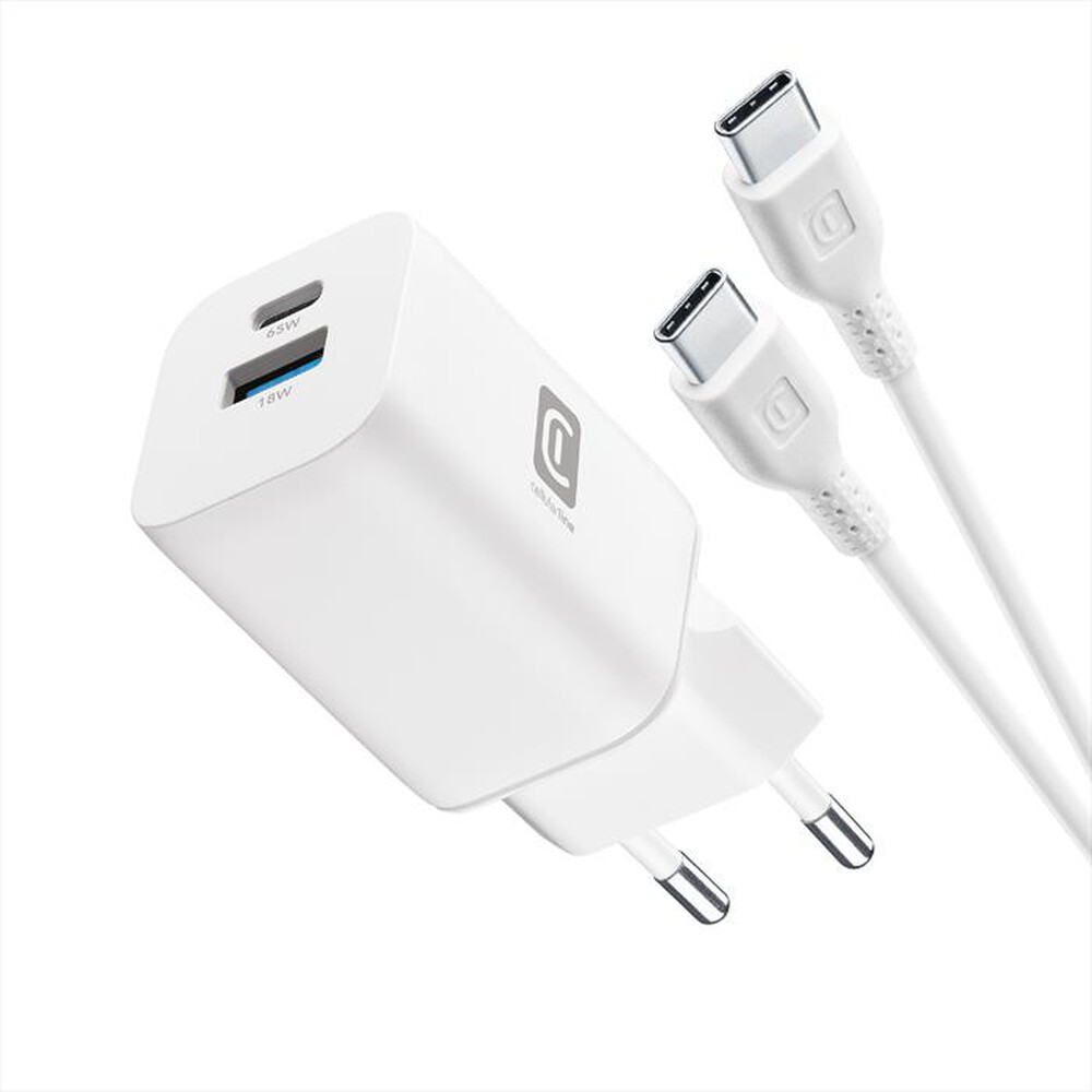 Immagine del prodotto CELLULARLINE - Kit caricabatterie GaN 65W Dual Port USB A + USB C-Bianco