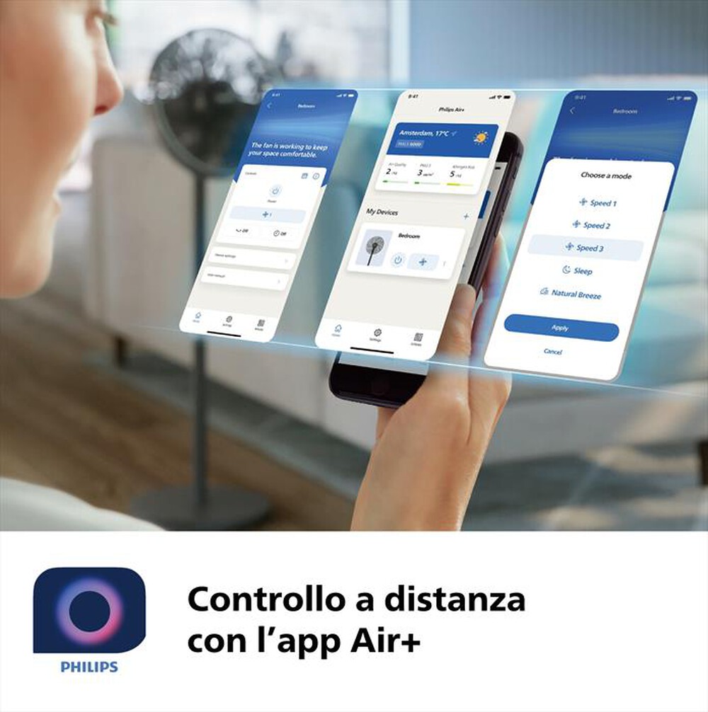 "PHILIPS - Ventilatore a piantana SERIES 3000 CX3550/01-Nero"