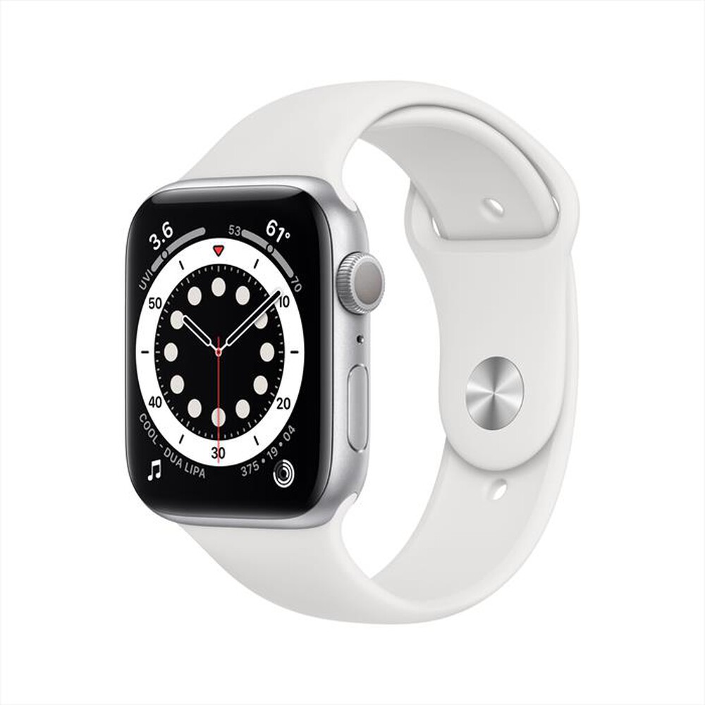 "APPLE - Watch Series 6 GPS 44mm Alluminio Silver-Cinturino Sport Bianco"