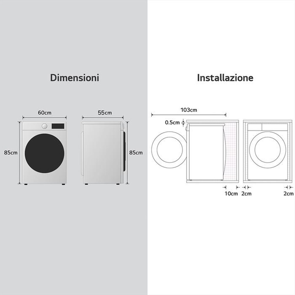 "LG - Lavatrice AI DD F4NX1008NWK SERIE X1 8kg Classe A-Essence White"