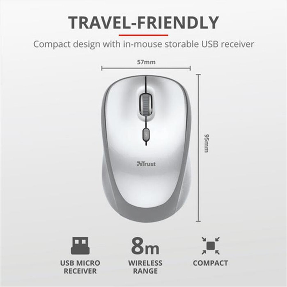 "TRUST - YVI WIRELESS MOUSE-White"