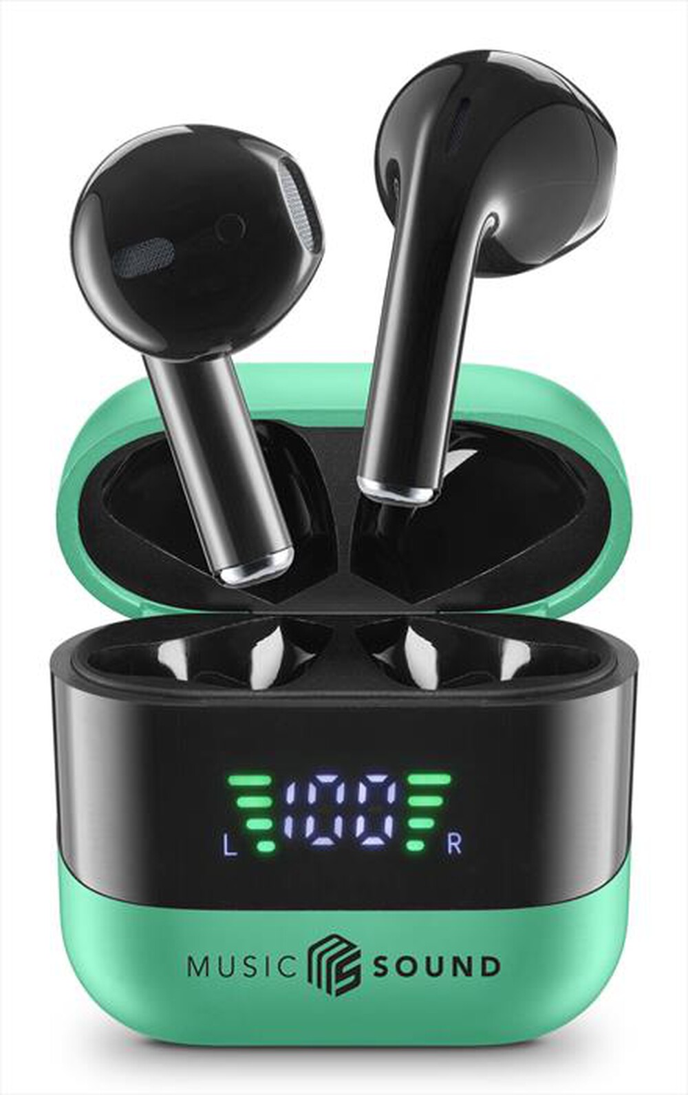 "MUSIC SOUND - AURICOLARI TWS CON DISPLAY LED-Green"