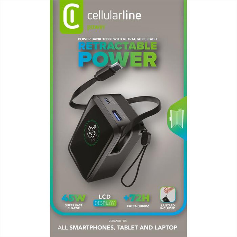 Immagine del prodotto CELLULARLINE - POWER BANK ROLLER 10000-Nero