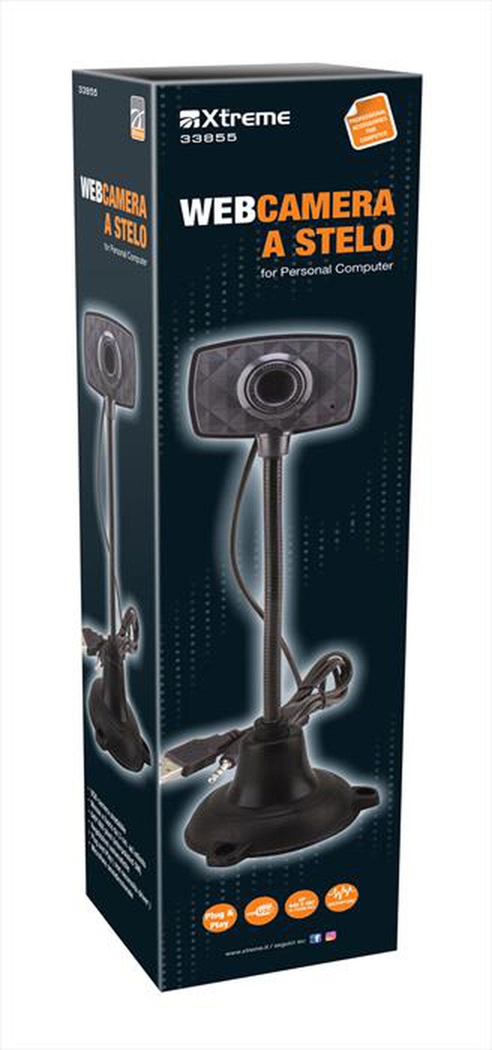 "XTREME - WEBCAM A STELO+MICROFONO PC-NERO"