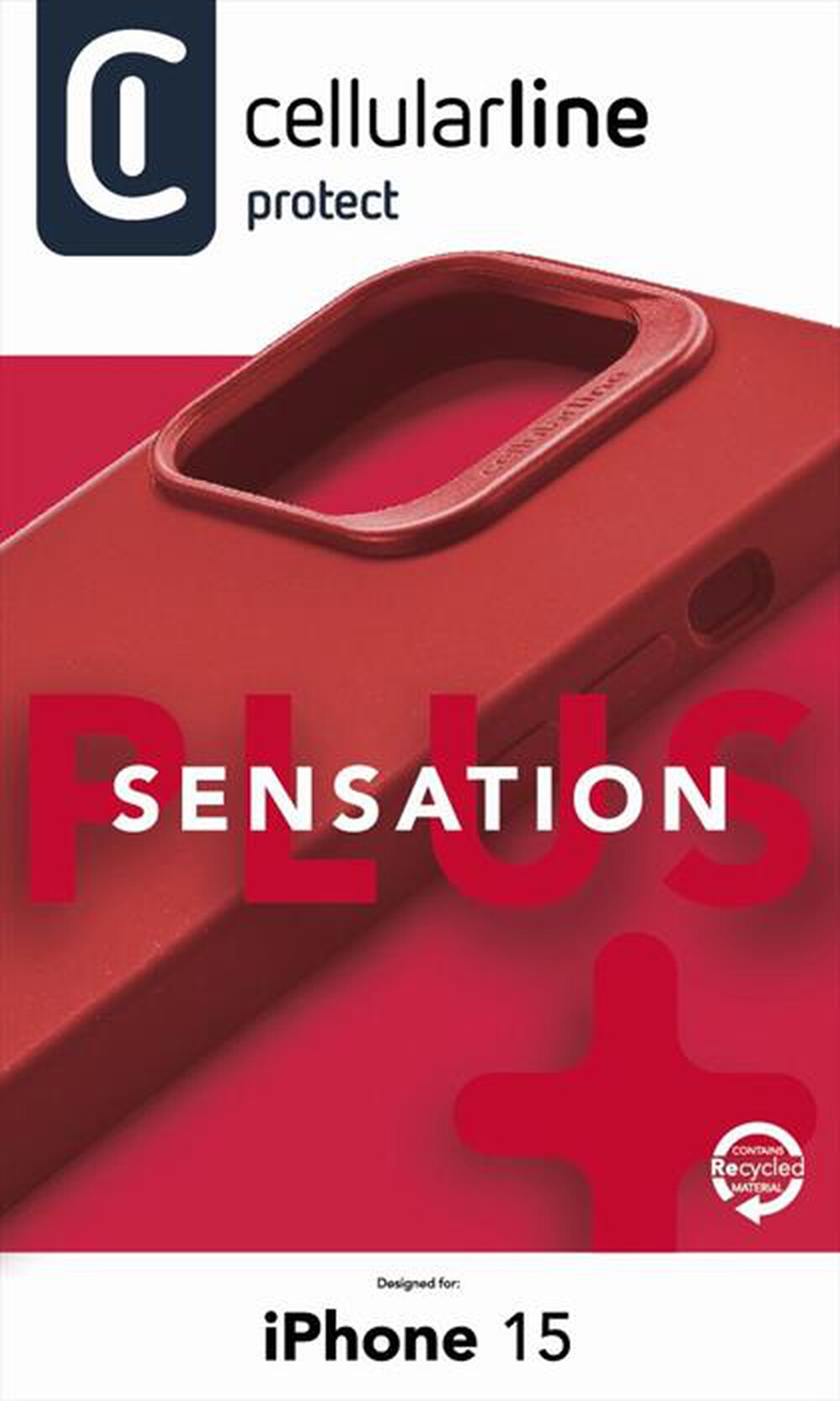 "CELLULARLINE - Custodia Back SENSPLUSIPH15R iPhone 15-Rosso"