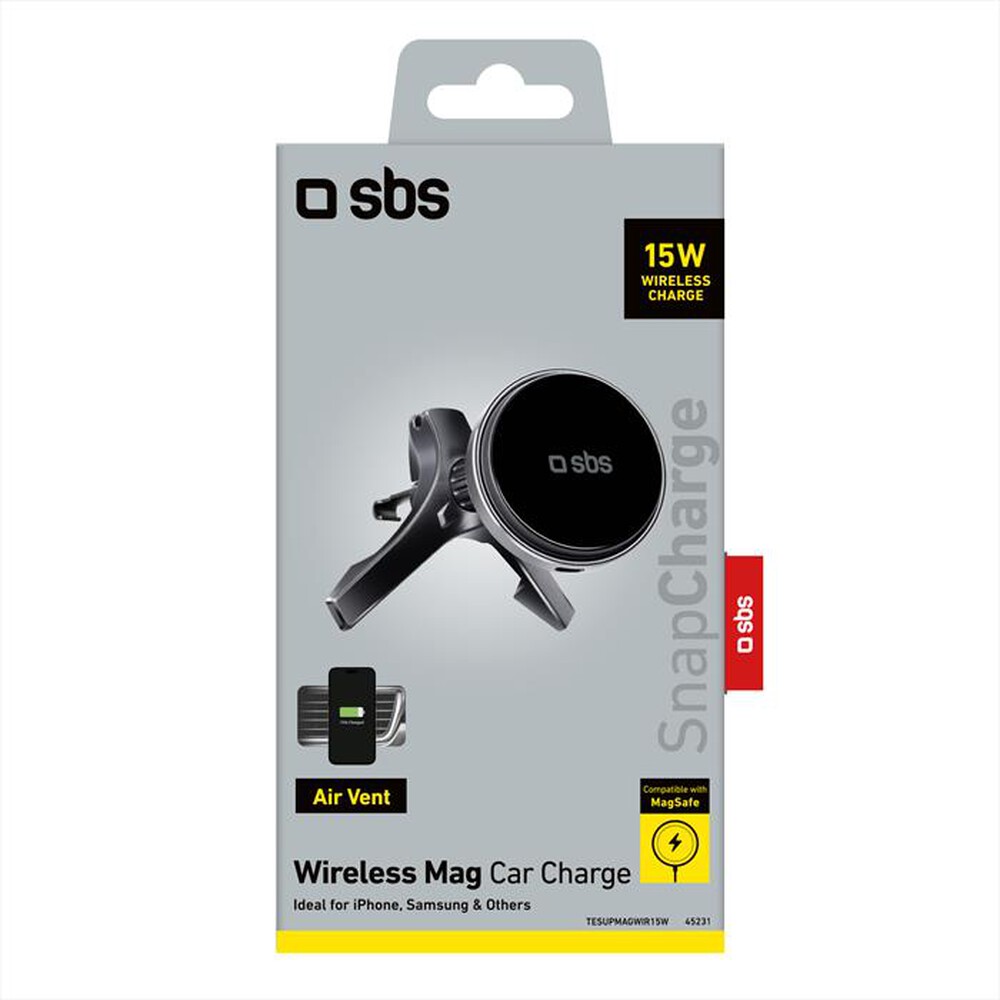 "SBS - Supporto auto wireless TESUPMAGWIR15W-Nero"