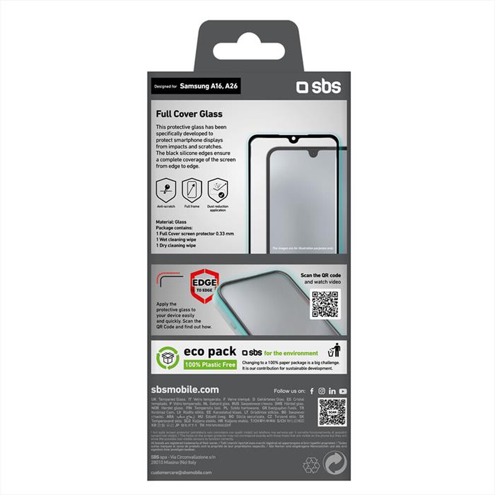 "SBS - Screen protector TESCRFCSAA16 per Samsung A16-Nero"