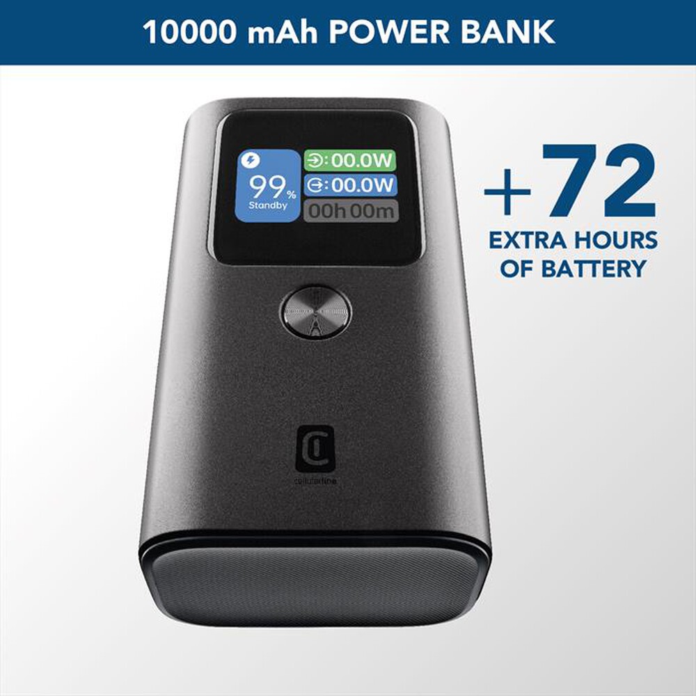 "CELLULARLINE - Power Bank 10000mAh 30W display LCD PBULTRON10000D-Nero"