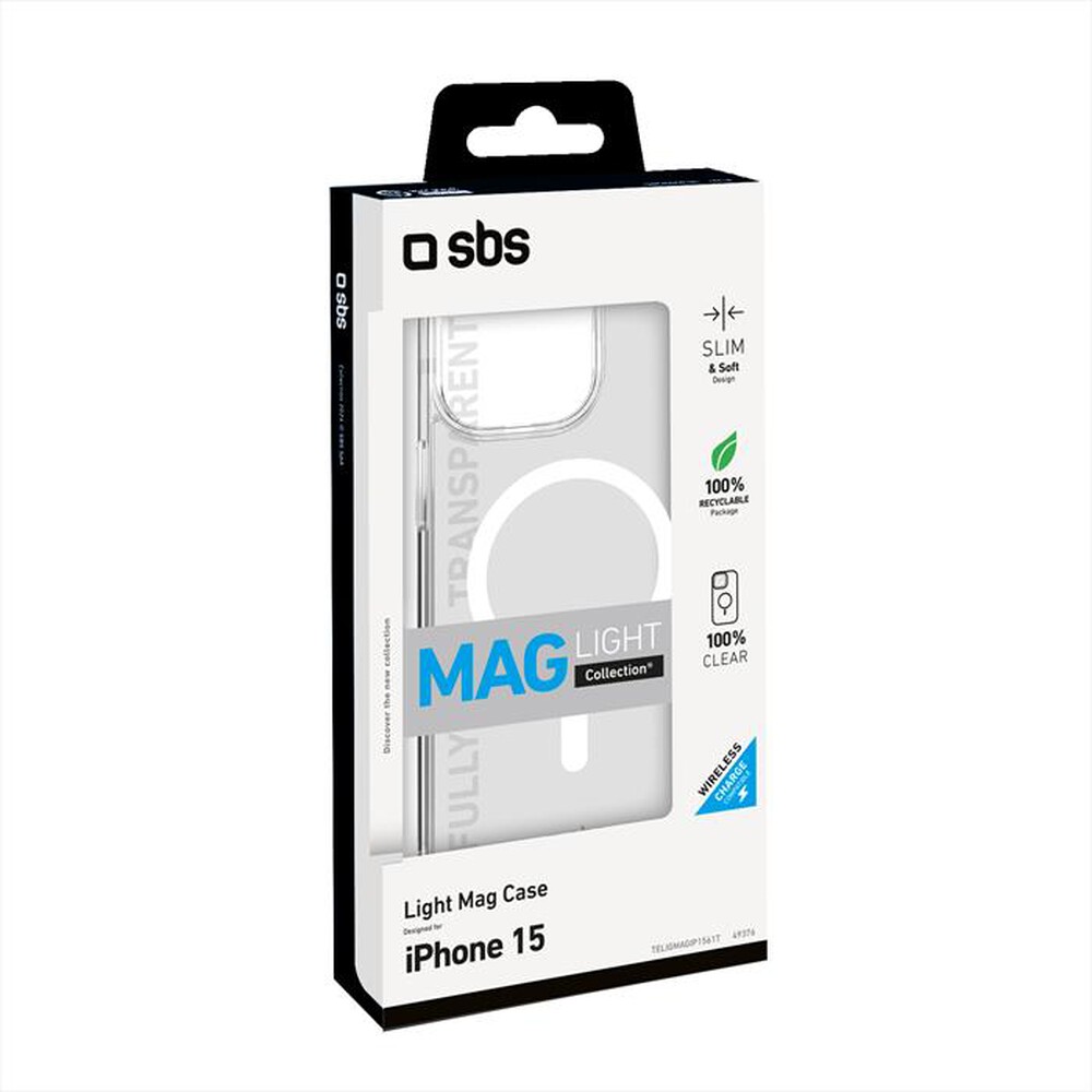 "SBS - Cover Lite Mag TELIGMAGIP1561T per iPhone 15-Trasparente"