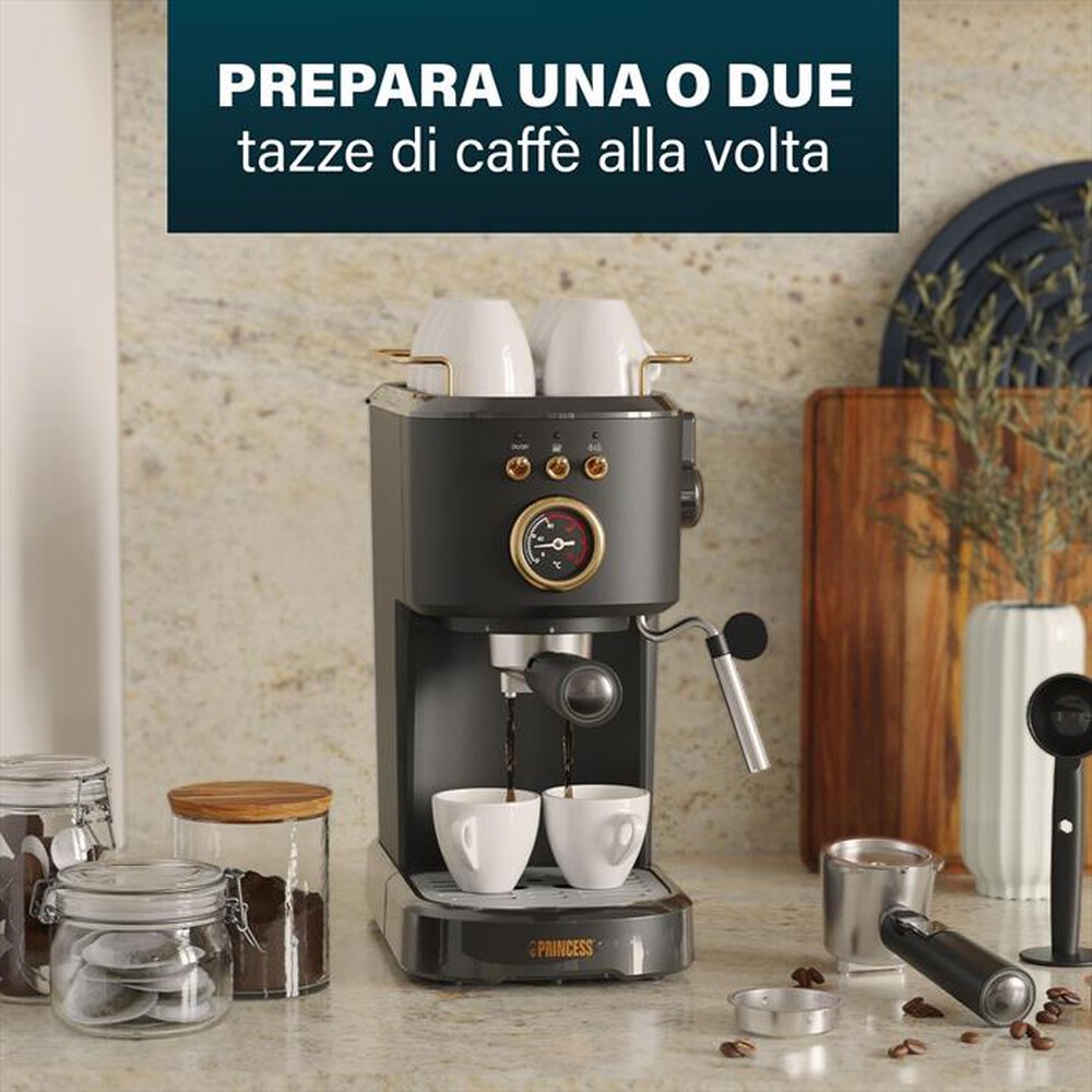 "PRINCESS - MACCHINA CAFFE' ESPRESSO 3 IN 1-Nero / Acciaio-Plastica"