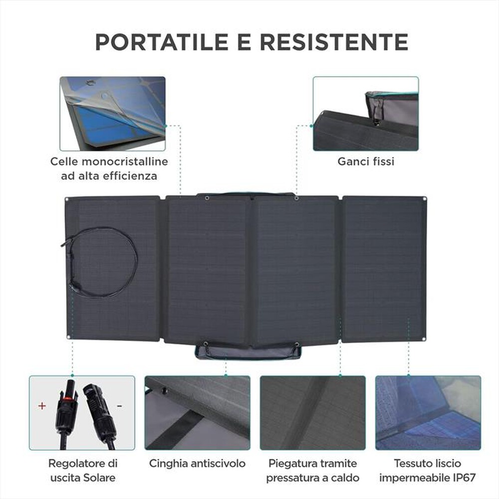 "ECOFLOW - Pannello solare portatile 160W-nero"