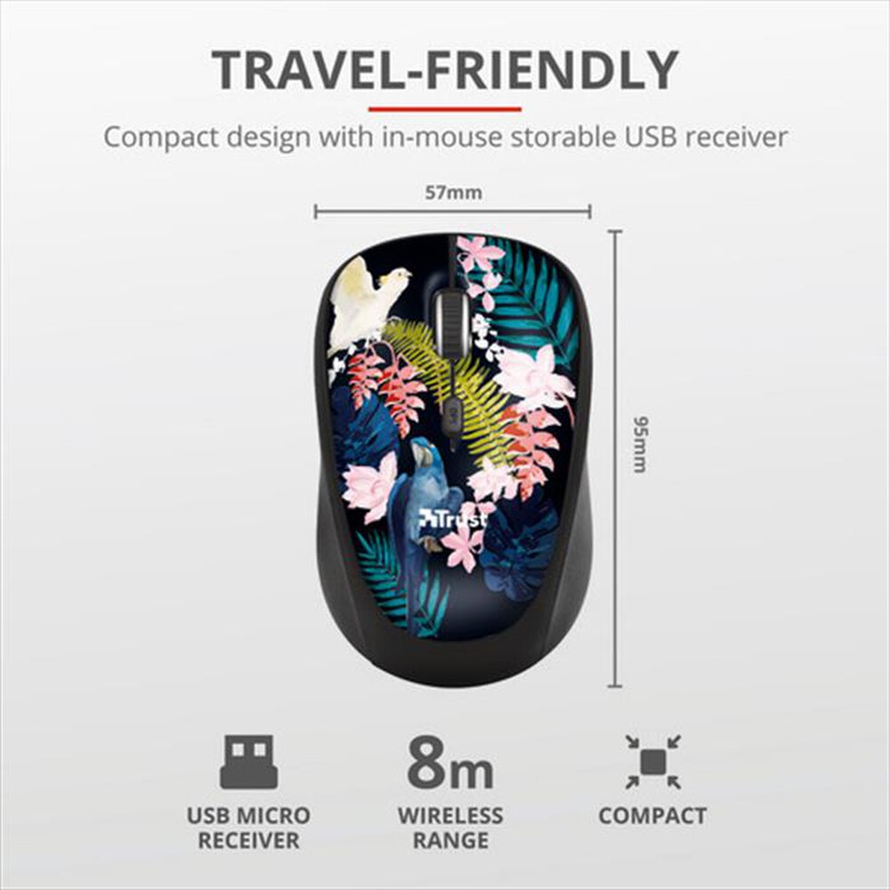 "TRUST - YVI WIRELESS MOUSE-Parrot"