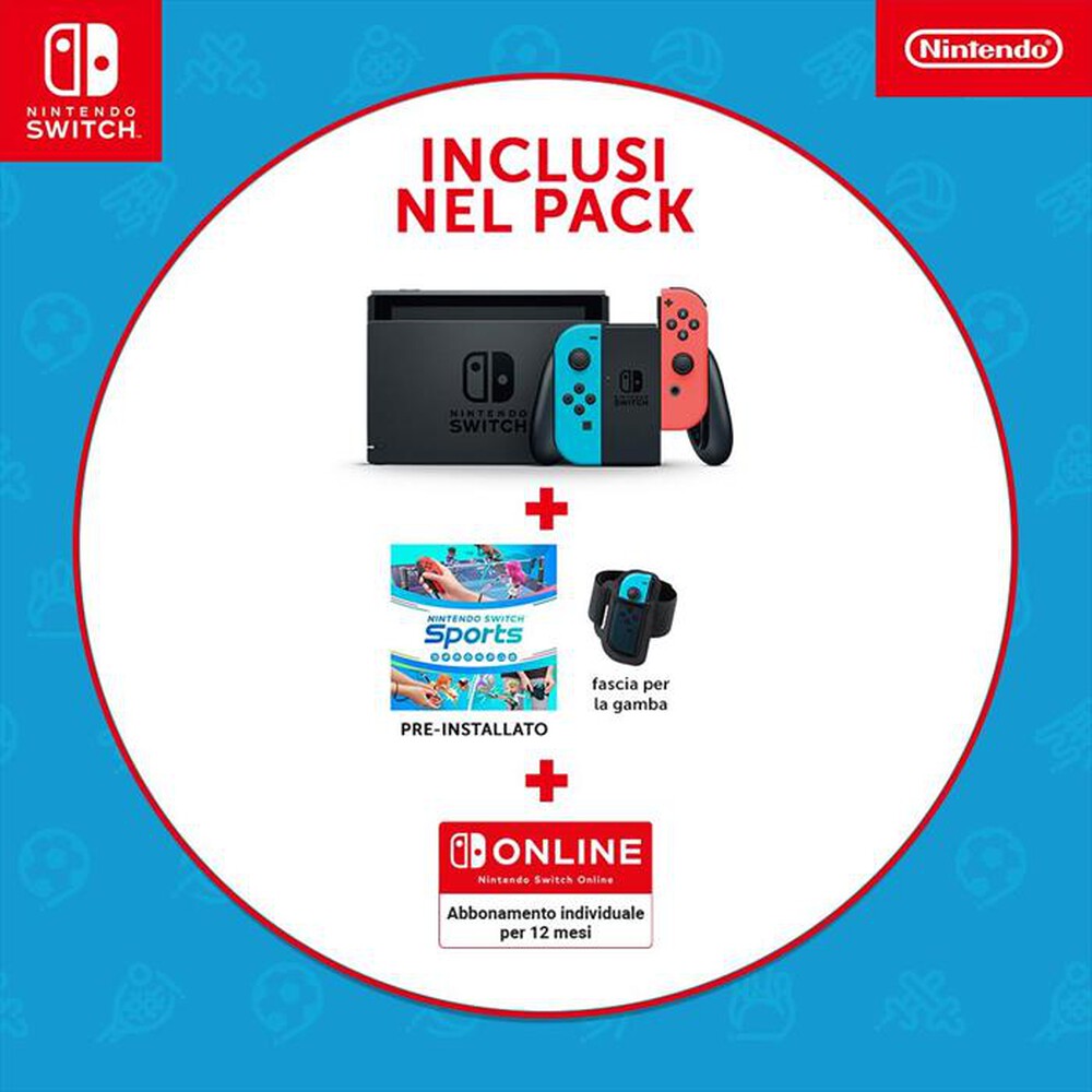 "NINTENDO - SWITCH+NINTENDO SWITCH SPORTS+NSO 12M-Blu/Rosso"