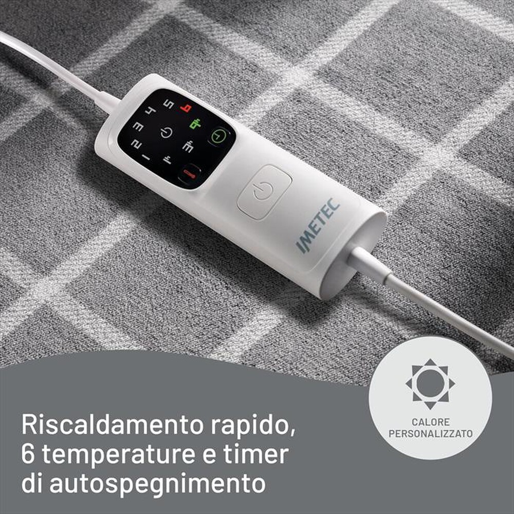 "IMETEC - CALDOPLAID ADAPTO SQUARE 150X95 CM-Grigio, Bianco"