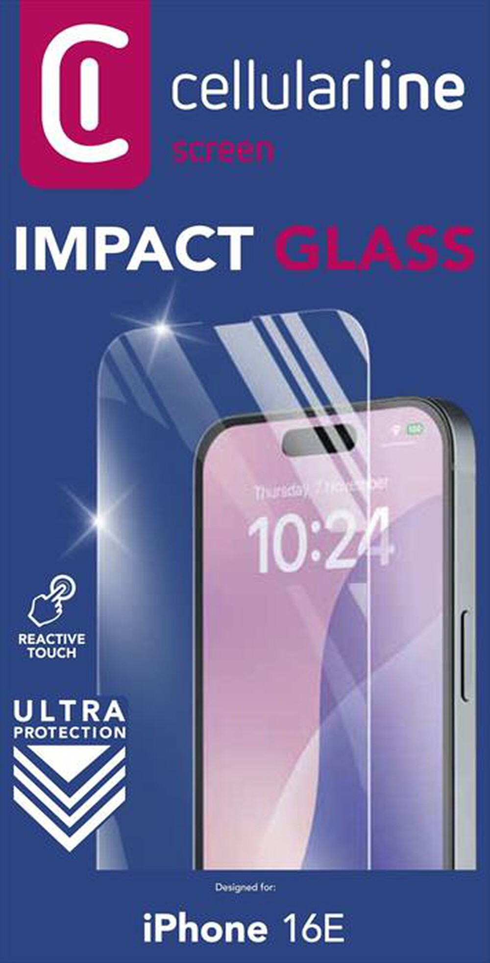 Immagine del prodotto CELLULARLINE - Pellicola protettiva IMPACT GLASS per IPHONE 16E-Trasparente