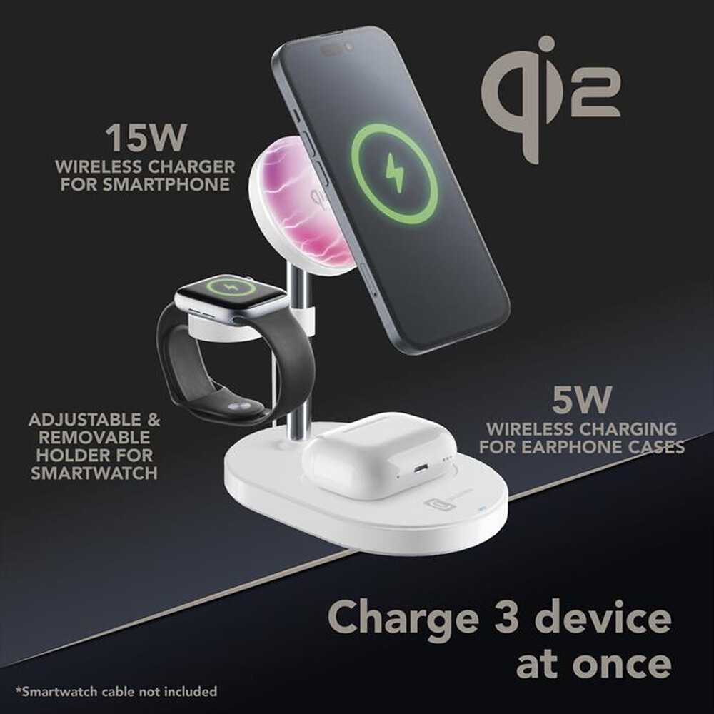 Immagine del prodotto CELLULARLINE - Station di ricarica wireless magnetica MAG TRIO-Bianco