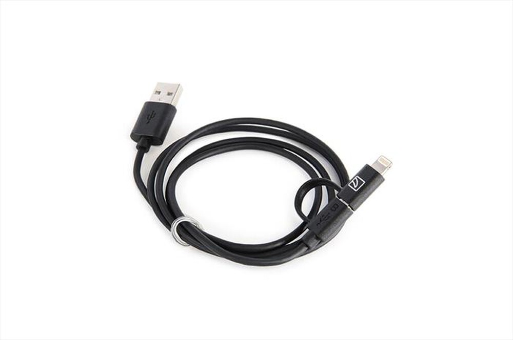"TUCANO - 2in1-Cavo sincro e ric. MicroUSB e adatt.Lightning-Nero"