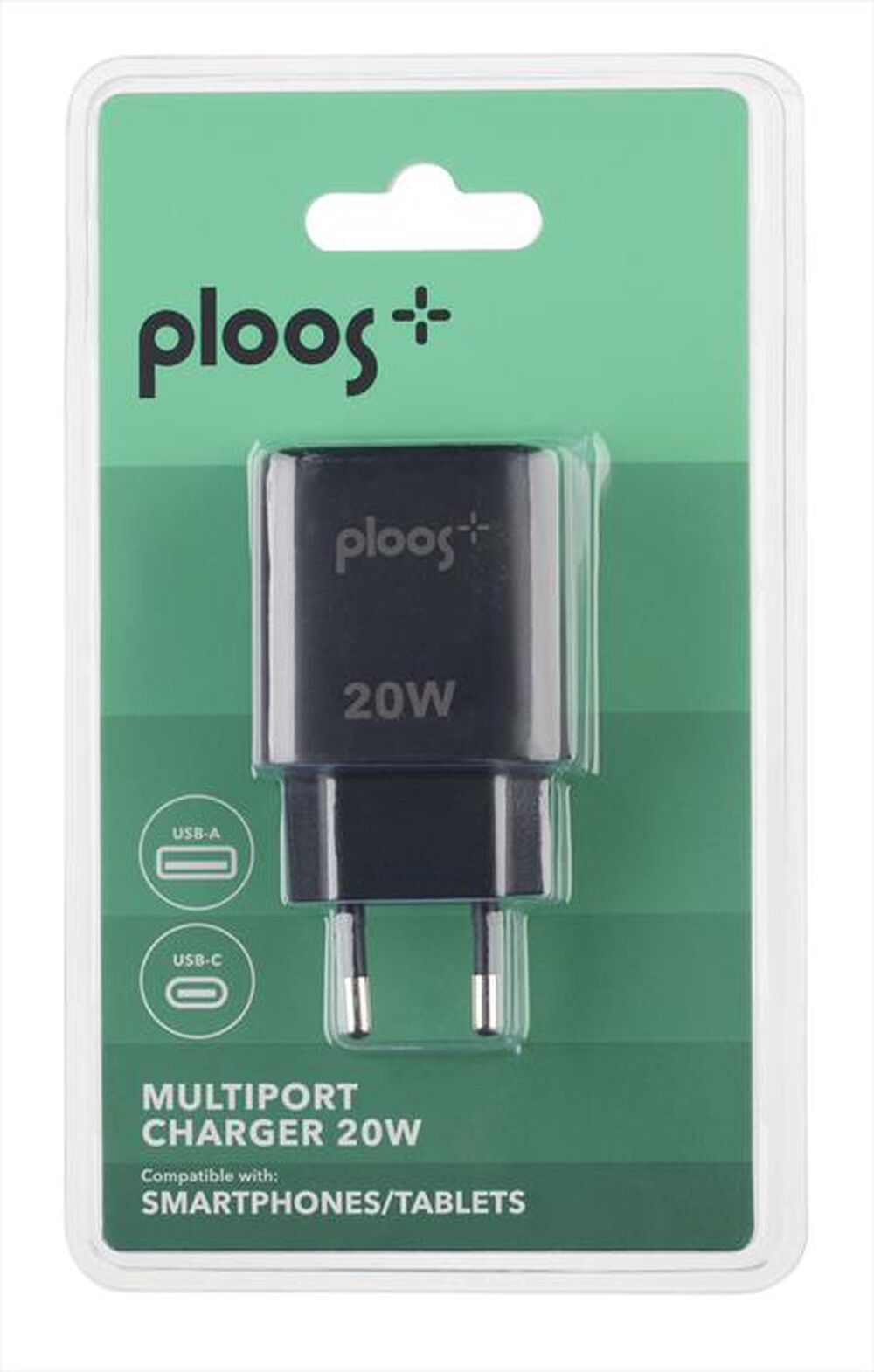 Immagine del prodotto PLOOS - Caricabatterie USB+USB-C ADAPTER - UNIVERSALE-Nero