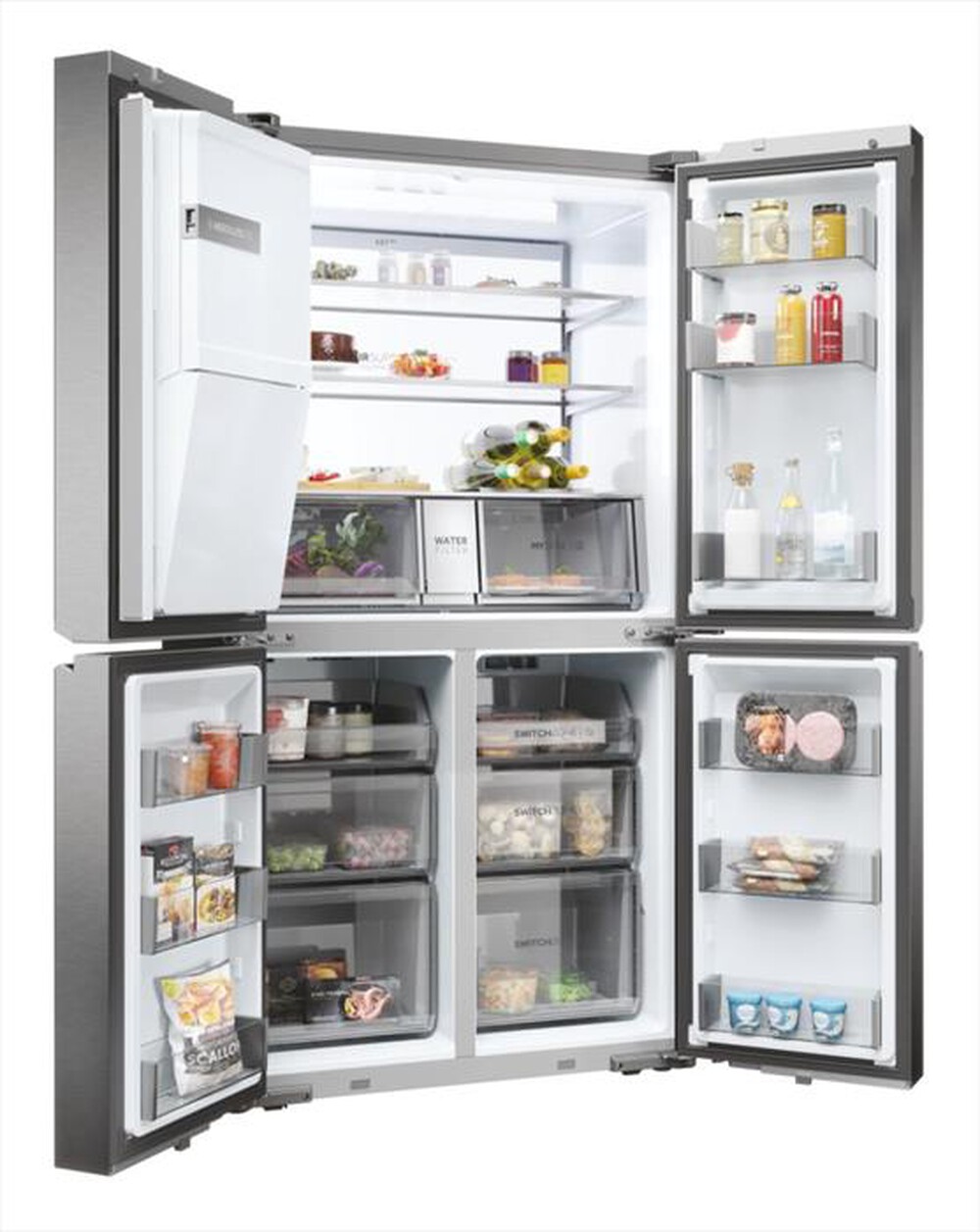 "HAIER - Frigorifero side by side HCR7918EIMP ClasseE 601lt-Platino, Acciaio inossidabile"