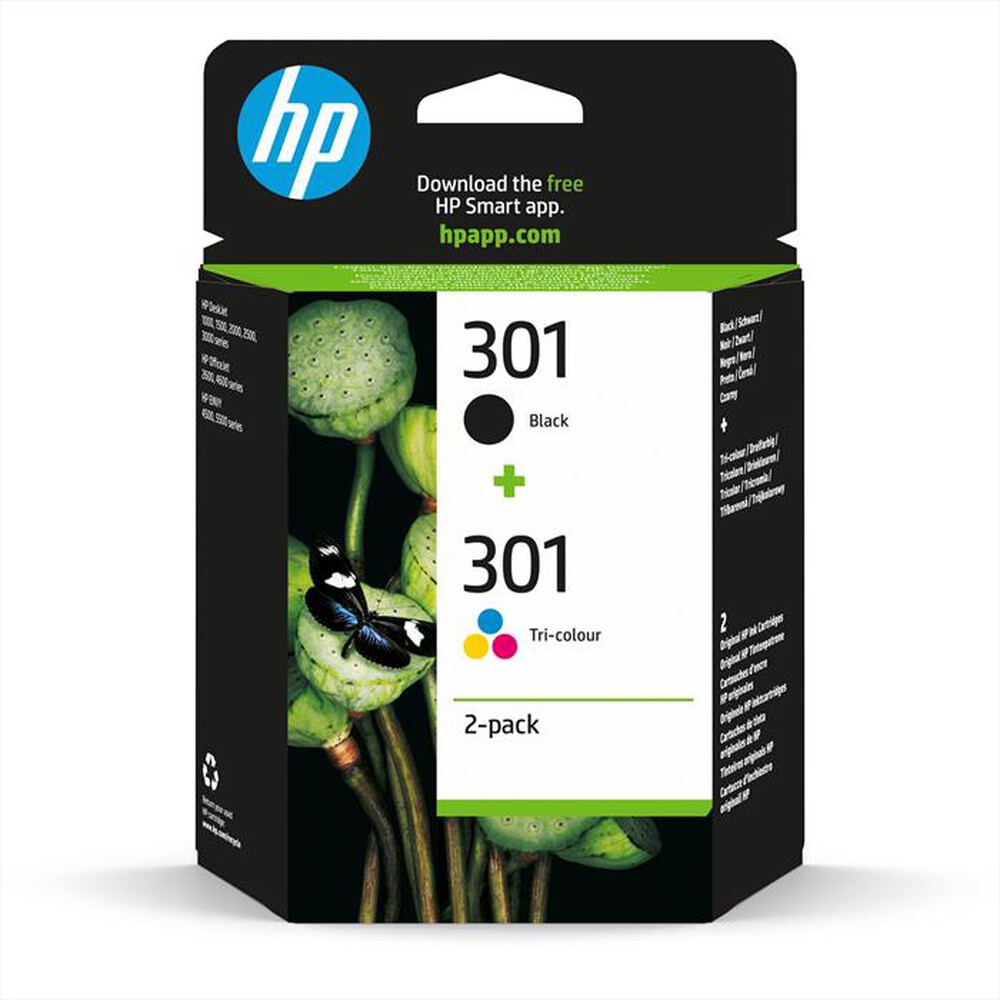 "HP - 301 2-pack Black/Tri-color-Nero, Tricromia"